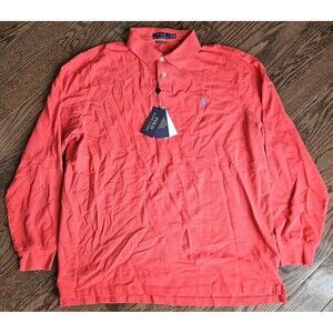 Ralph Lauren Custom Slim Fit Long Sleeve Polo Shirt Top Size XL Red
